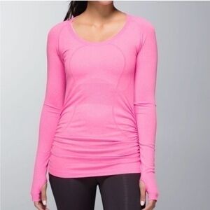 Lululemon Swiftly Long Sleeve with Ruching Performance Top - POW Pink 8